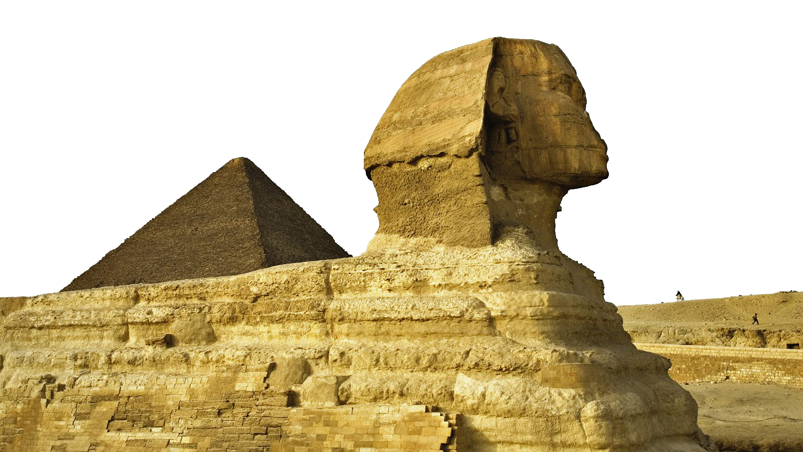 Esfinge de Gizeh con pirámide de fondo